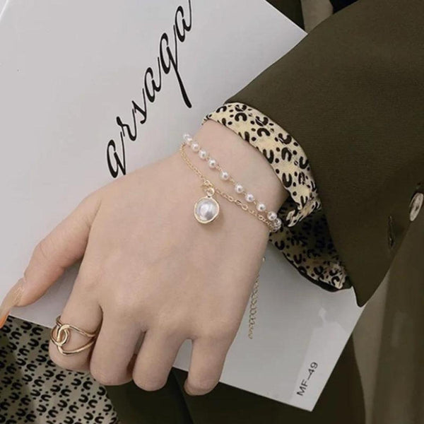 Pearl and Chain Bracelet Boho Bloom