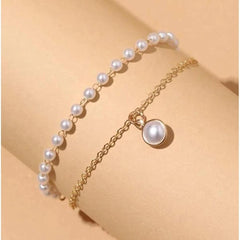 Pearl and Chain Bracelet Boho Bloom