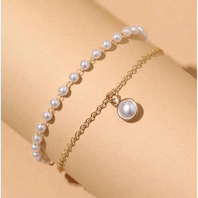 Pearl and Chain Bracelet Boho Bloom