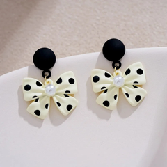 Simple Temperament Bow Polka Dot Earrings Boho Bloom