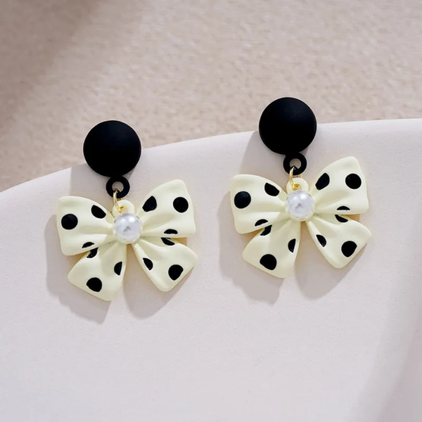 Simple Temperament Bow Polka Dot Earrings Boho Bloom