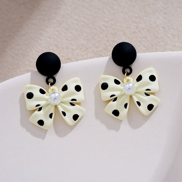 Simple Temperament Bow Polka Dot Earrings Boho Bloom
