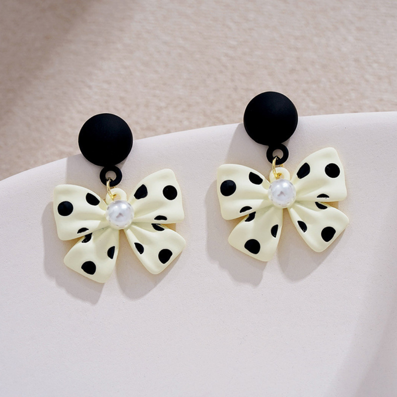 Simple Temperament Bow Polka Dot Earrings Boho Bloom