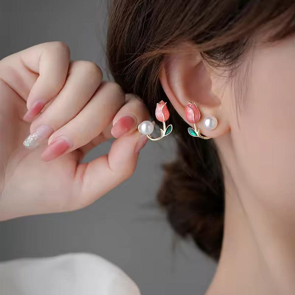 Floral and Pearl Earrings Boho Bloom