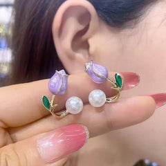 Floral and Pearl Earrings Boho Bloom