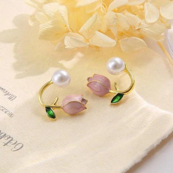 Floral and Pearl Earrings Boho Bloom