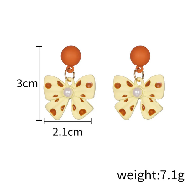Little Bow Peach Drop earring Boho Bloom