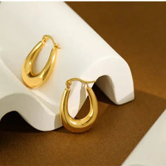 Anti Tarnish Bold U-Curve Hoops Earring Boho Bloom