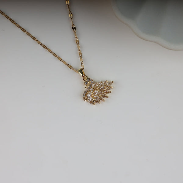 Golden swan golden chain necklace pendant Boho Bloom