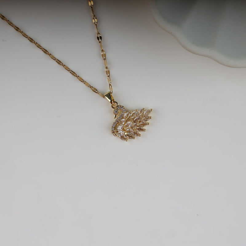 Golden swan golden chain necklace pendant Boho Bloom