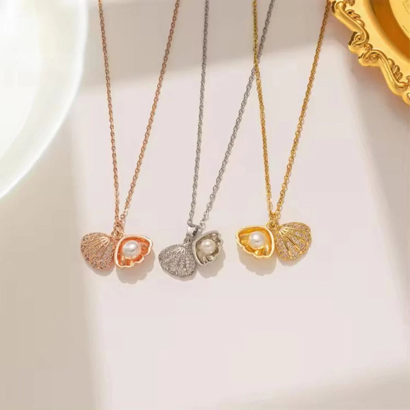 Share: Seashell and Pearl Necklace Boho Bloom