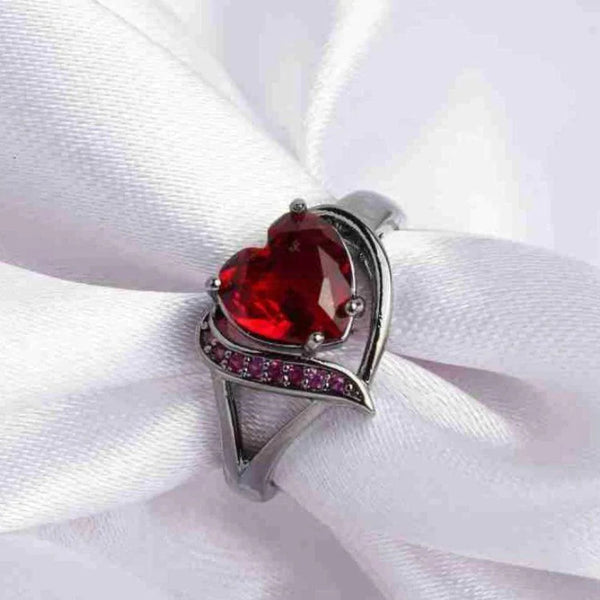 Radiant Ruby Heart Ring Boho Bloom