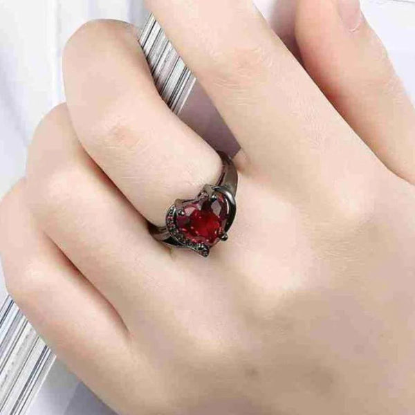 Radiant Ruby Heart Ring Boho Bloom