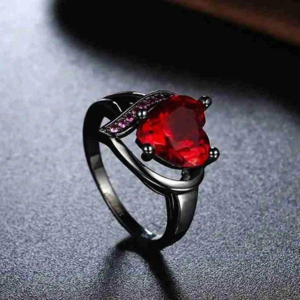 Radiant Ruby Heart Ring Boho Bloom