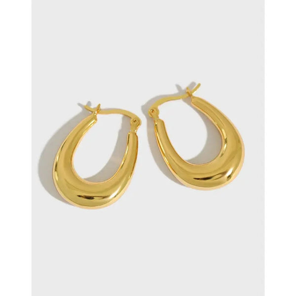 Anti Tarnish Bold U-Curve Hoops Earring Boho Bloom