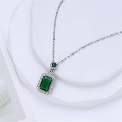 Green Crystal Pendant Necklace Boho Bloom