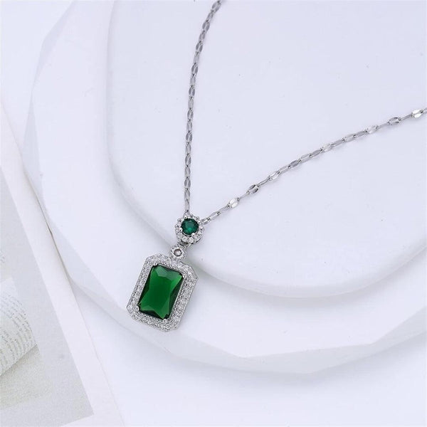 Green Crystal Pendant Necklace Boho Bloom