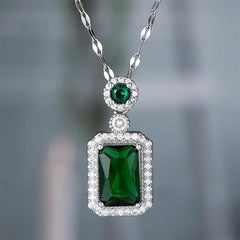 Green Crystal Pendant Necklace Boho Bloom