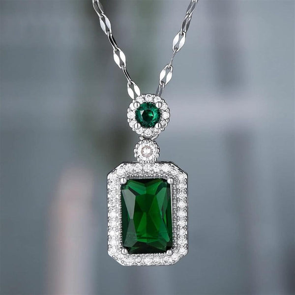 Green Crystal Pendant Necklace Boho Bloom