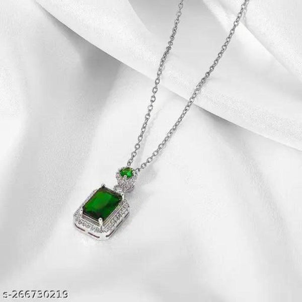 Green Crystal Pendant Necklace Boho Bloom