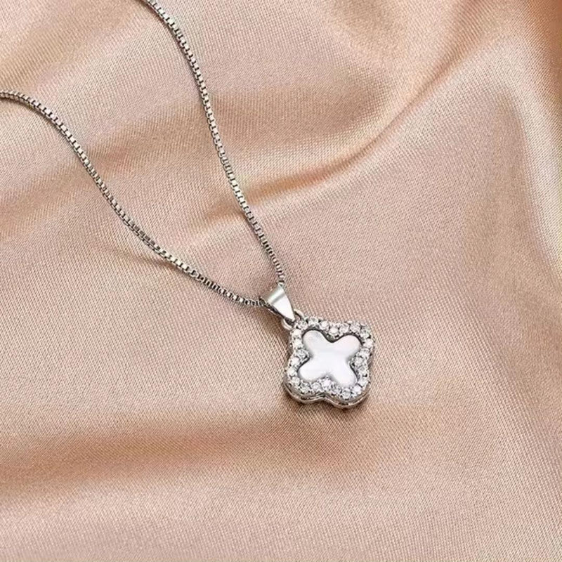Reversible Enamel Pendant Necklace Boho Bloom