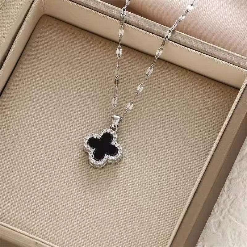 Reversible Enamel Pendant Necklace Boho Bloom