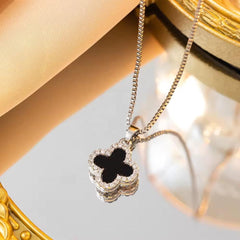Reversible Enamel Pendant Necklace Boho Bloom