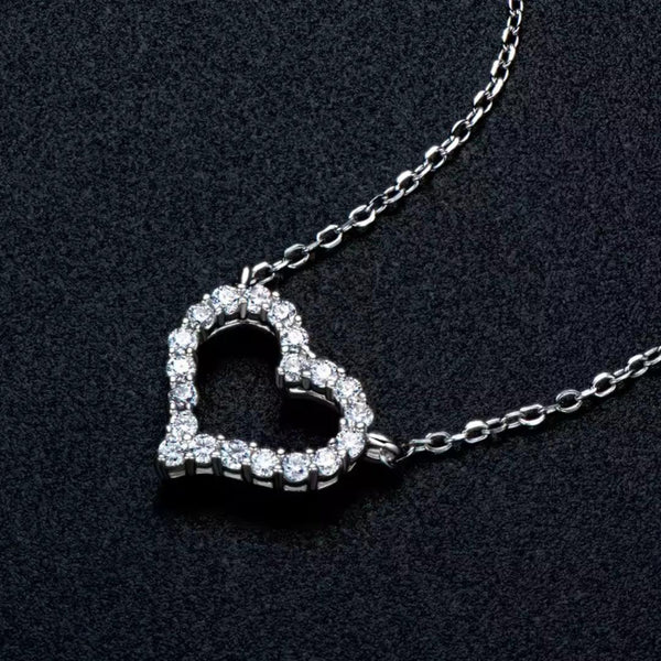 Heart-Shaped Crystal Pendant Necklace Boho Bloom