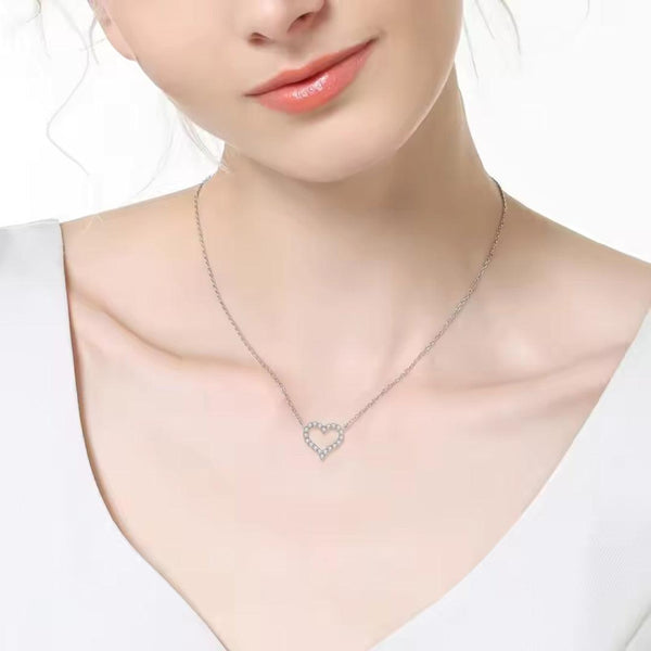 Heart-Shaped Crystal Pendant Necklace Boho Bloom