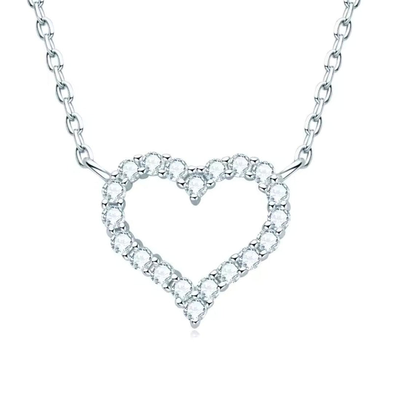 Heart-Shaped Crystal Pendant Necklace Boho Bloom