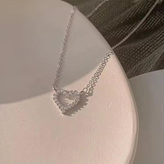 Heart-Shaped Crystal Pendant Necklace Boho Bloom