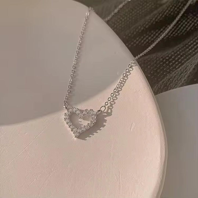 Heart-Shaped Crystal Pendant Necklace Boho Bloom