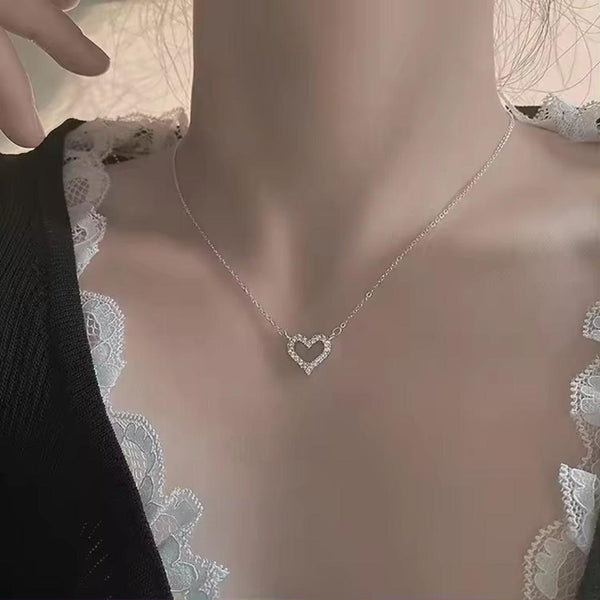Heart-Shaped Crystal Pendant Necklace Boho Bloom
