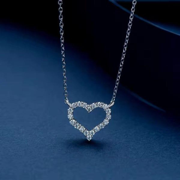 Heart-Shaped Crystal Pendant Necklace Boho Bloom