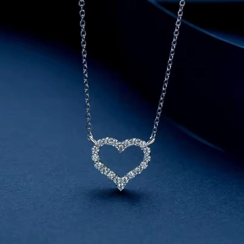 Heart-Shaped Crystal Pendant Necklace Boho Bloom