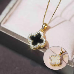 Reversible Enamel Pendant Necklace Boho Bloom