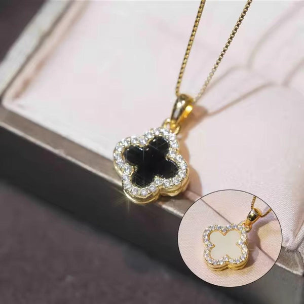 Reversible Enamel Pendant Necklace Boho Bloom
