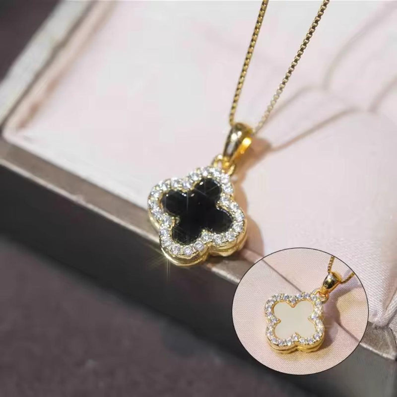 Reversible Enamel Pendant Necklace Boho Bloom