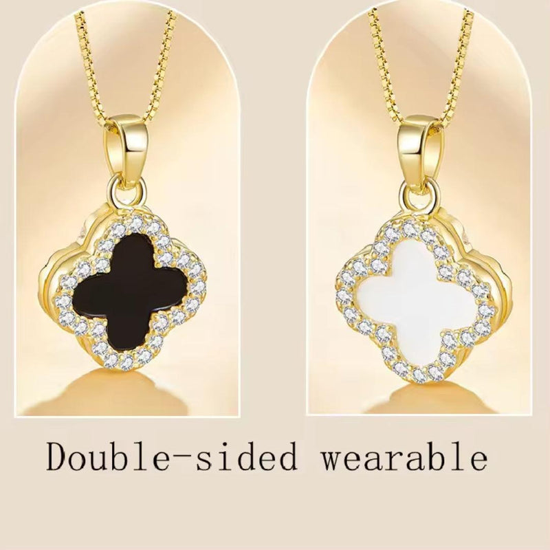 Reversible Enamel Pendant Necklace Boho Bloom