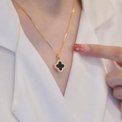 Reversible Enamel Pendant Necklace Boho Bloom