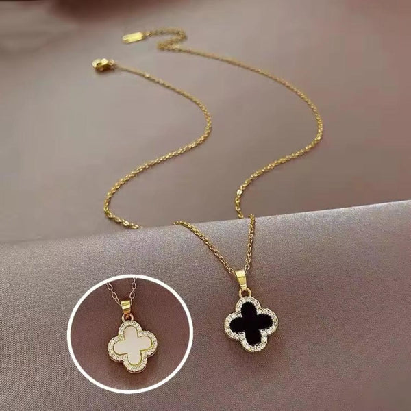 Reversible Enamel Pendant Necklace Boho Bloom