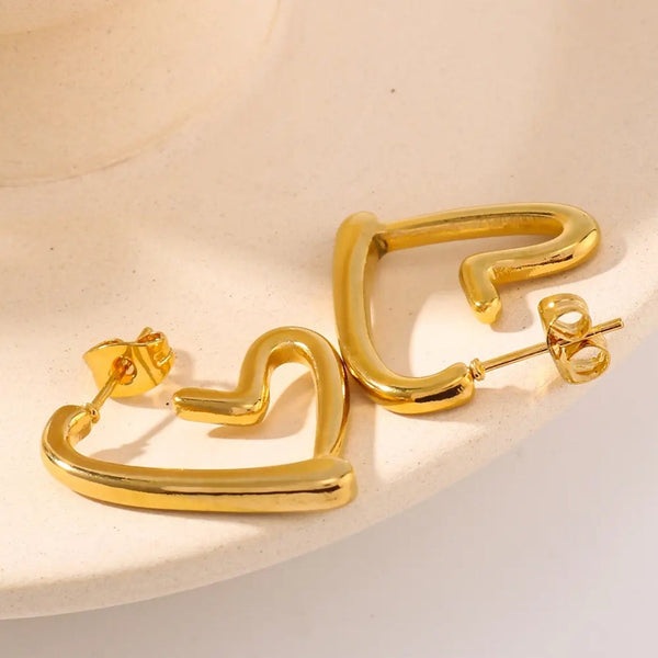 Anti Tarnish Golden Tiny Heart Hoop Earring Boho Bloom