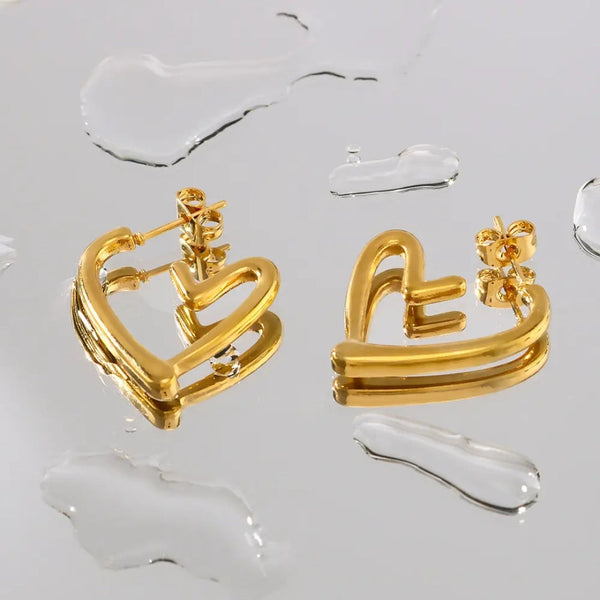 Anti Tarnish Golden Tiny Heart Hoop Earring Boho Bloom