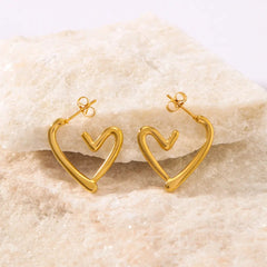 Anti Tarnish Golden Tiny Heart Hoop Earring Boho Bloom
