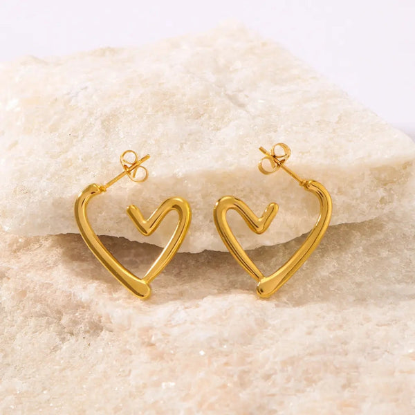 Anti Tarnish Golden Tiny Heart Hoop Earring Boho Bloom