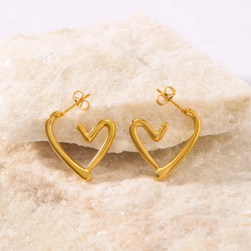 Anti Tarnish Golden Tiny Heart Hoop Earring Boho Bloom