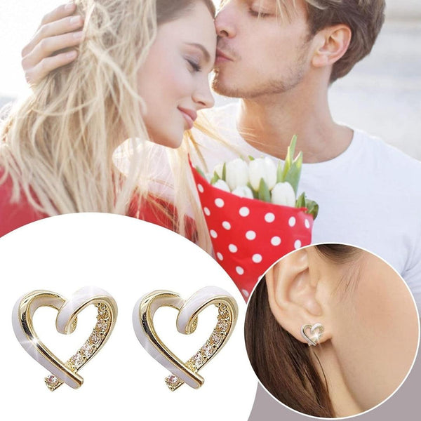 Gold Heart Stud Earrings Boho Bloom