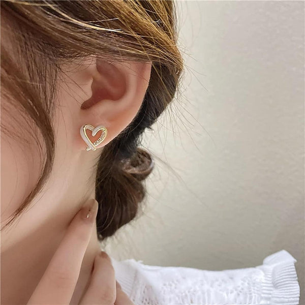 Gold Heart Stud Earrings Boho Bloom