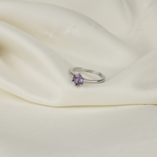 Crystal Natural Amethyst Gemstone Adjustable Ring Boho Bloom