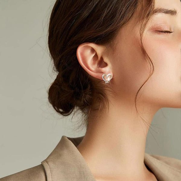 Gold Heart Stud Earrings Boho Bloom